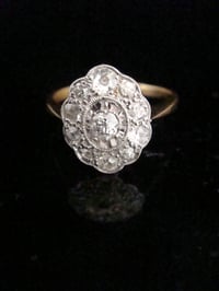 Image 1 of EDWARDIAN 18CT YELLOW GOLD PLATINUM OLD CUT DIAMOND PAVE SET RING