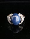 EDWARDIAN 18CT YELLOW GOLD PLATINUM STAR SAPPHIRE OLD CUT DIAMOND RING