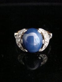 Image 1 of EDWARDIAN 18CT YELLOW GOLD PLATINUM STAR SAPPHIRE OLD CUT DIAMOND RING