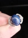 EDWARDIAN 18CT YELLOW GOLD PLATINUM STAR SAPPHIRE OLD CUT DIAMOND RING