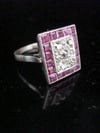 Art Deco 18ct natural ruby and diamond checkerboard cluster ring