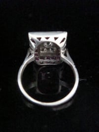 Image 3 of Art Deco 18ct natural ruby and diamond checkerboard cluster ring