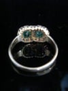Edwardian 18ct yellow gold emerald diamond double toi et moi cluster ring