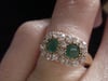 Edwardian 18ct yellow gold emerald diamond double toi et moi cluster ring