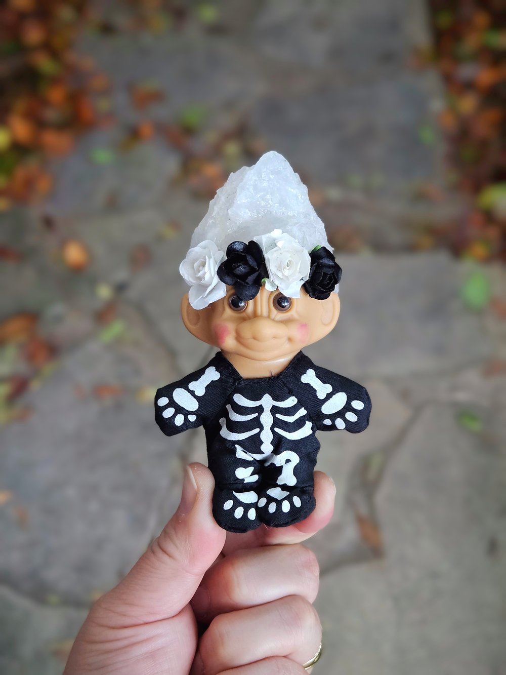 Quartz Skeleton Crystal Troll Kid 4"