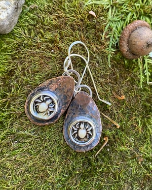 Image of Porcelain, Copper & Silver Earrings - Spiders