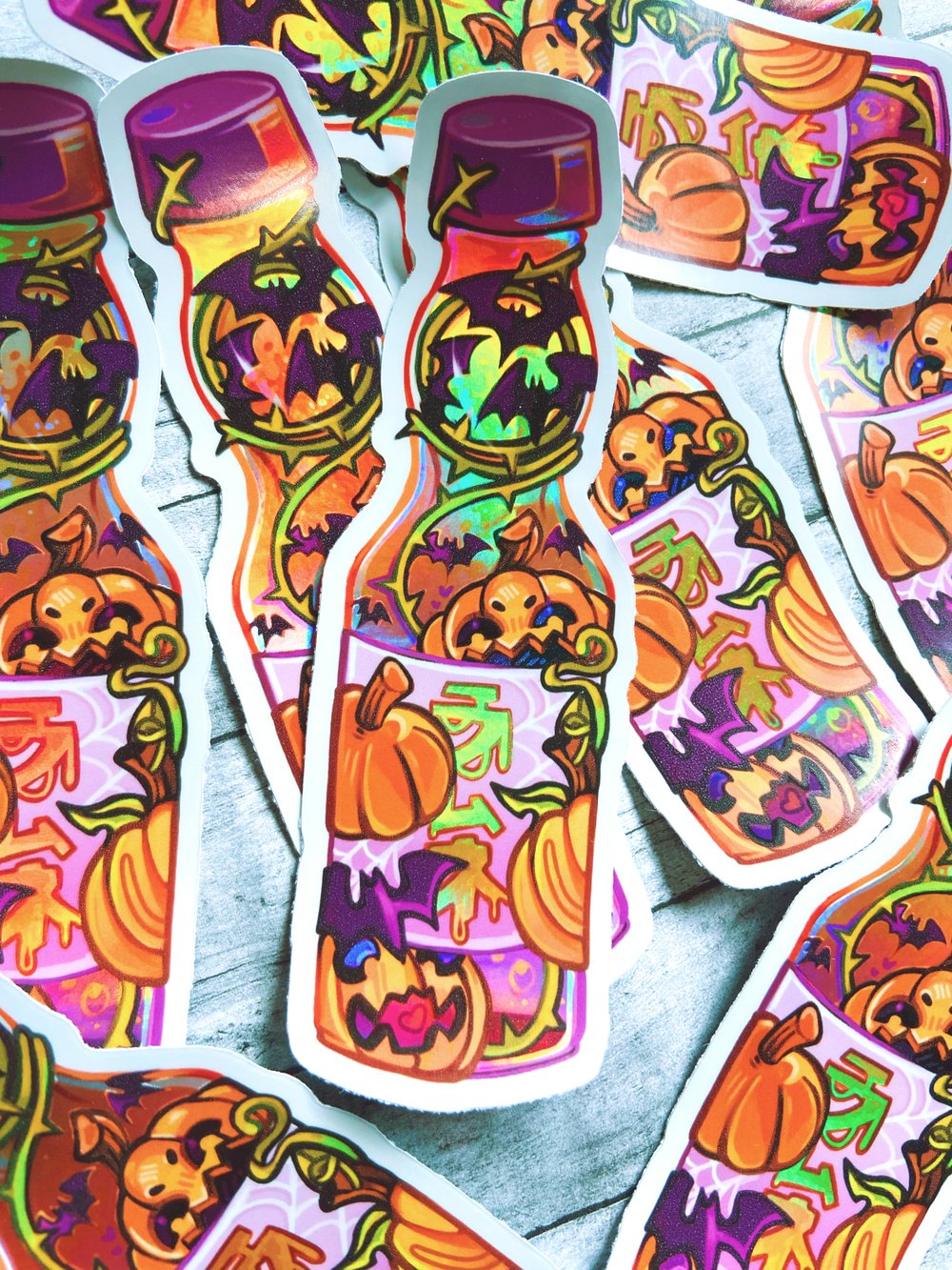 Pumpkin Ramune Soda | Holographic Sticker