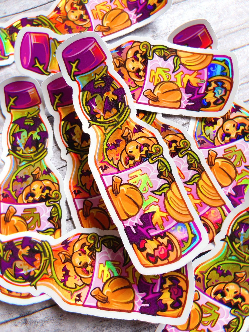 Pumpkin Ramune Soda | Holographic Sticker
