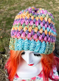 Image 1 of Sunset Watercolor Slouchy Beanie