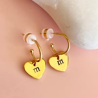 Image 1 of Personalised Gold Heart Half Hoops