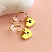 Image 3 of Personalised Gold Heart Half Hoops