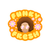 Orange Funky Fresh Flowers Sticker