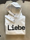 Liebe hoodie white with black Liebe
