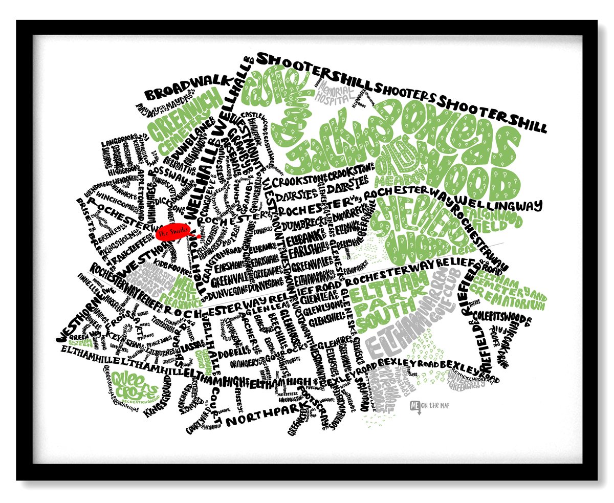 Image of Eltham Park & Well Hall Typographic Map