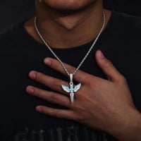 Image 3 of Glow In The Dark Wings Moissanite Pendant