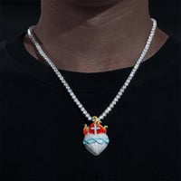 Image 2 of Glow In The Dark Cross Fire Moissanite Pendant