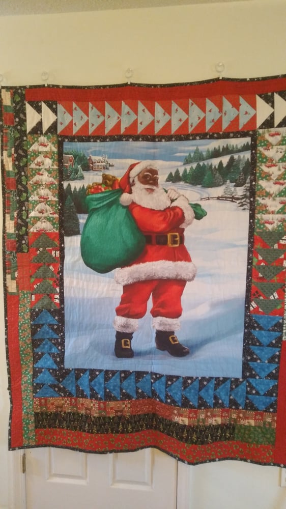 Image of Black Santa Quilted Throw 2 