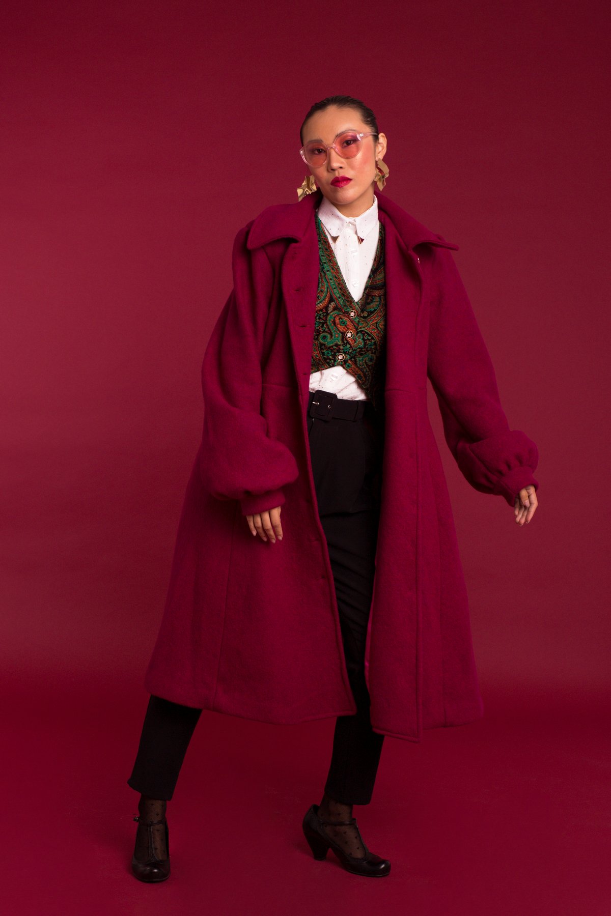 Image of OUTLET Abrigo Lana Rojo-Frambuesa