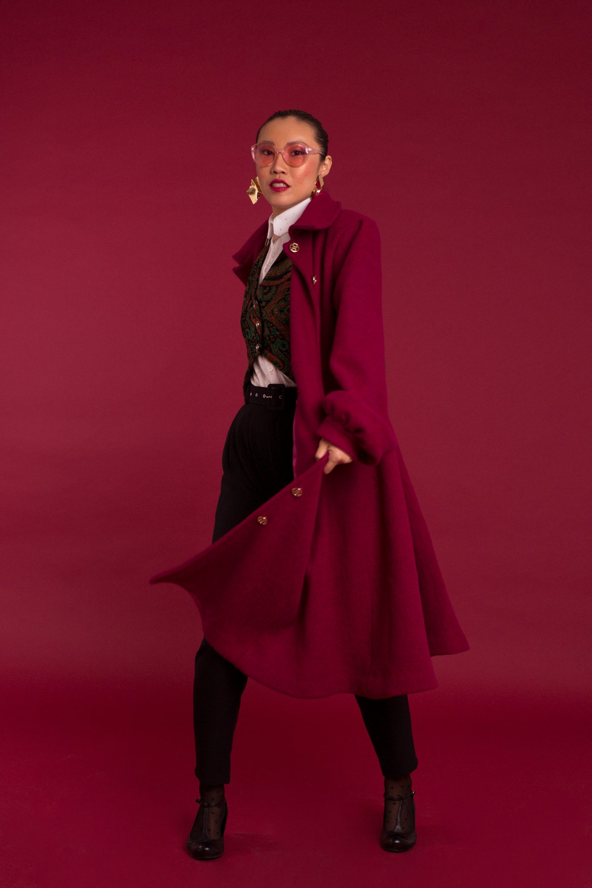 Image of OUTLET Abrigo Lana Rojo-Frambuesa