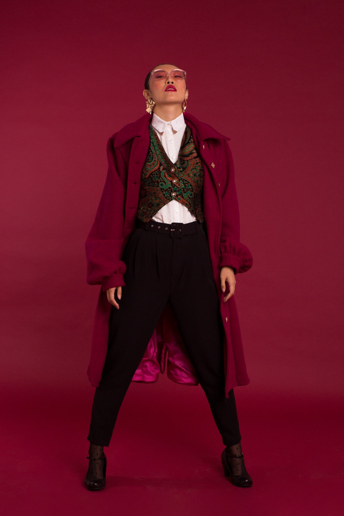 Image of OUTLET Abrigo Lana Rojo-Frambuesa