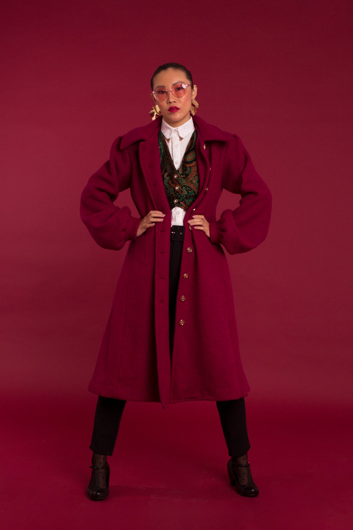 Image of OUTLET Abrigo Lana Rojo-Frambuesa