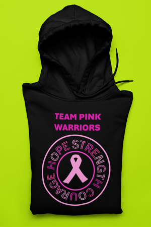 Image of Unisex HOPE STRENGTH COURAGE Breast Cancer Hoodie in Black, Charcoal, Heather Grey