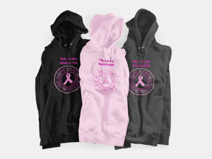 Image of Unisex HOPE STRENGTH COURAGE Breast Cancer Hoodie in Black, Charcoal, Heather Grey