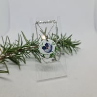 Image 4 of Enamel Pendant Necklace - Blue and White Pansy (EJ035)