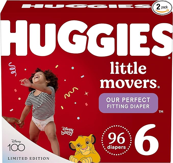 Image of Huggies Size 6 Diapers, Little Movers Baby Diapers, Size 6 (35+ lbs), 96 Count