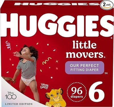 Image of Huggies Size 6 Diapers, Little Movers Baby Diapers, Size 6 (35+ lbs), 96 Count
