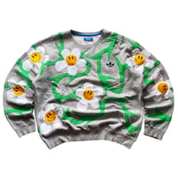 Image 4 of REWORKED ADIDAS FLOWERS SMILEY SWEATSHIRT SIZE XL/XXL