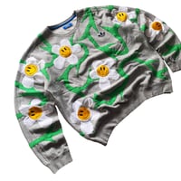 Image 2 of REWORKED ADIDAS FLOWERS SMILEY SWEATSHIRT SIZE XL/XXL