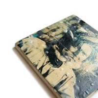 Image 2 of Monotype - "Pemaram en turquoise et noir" - Inde - 20x20 cm