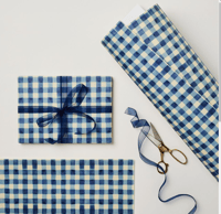 Wanderlust Paper Co. - blue gingham - 3 folded sheets