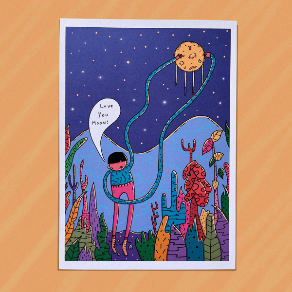 Image of Love You Moon Print A5/A4