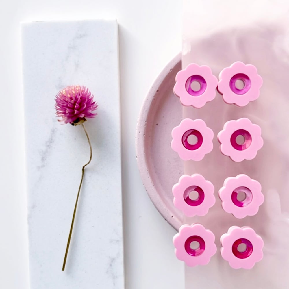Image of 'Lipstick' Pink Poppy Studs