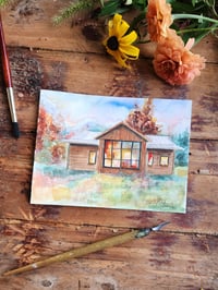 Image 1 of Cozy Cabin -Watercolor Painting 