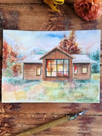 Image 2 of Cozy Cabin -Watercolor Painting 