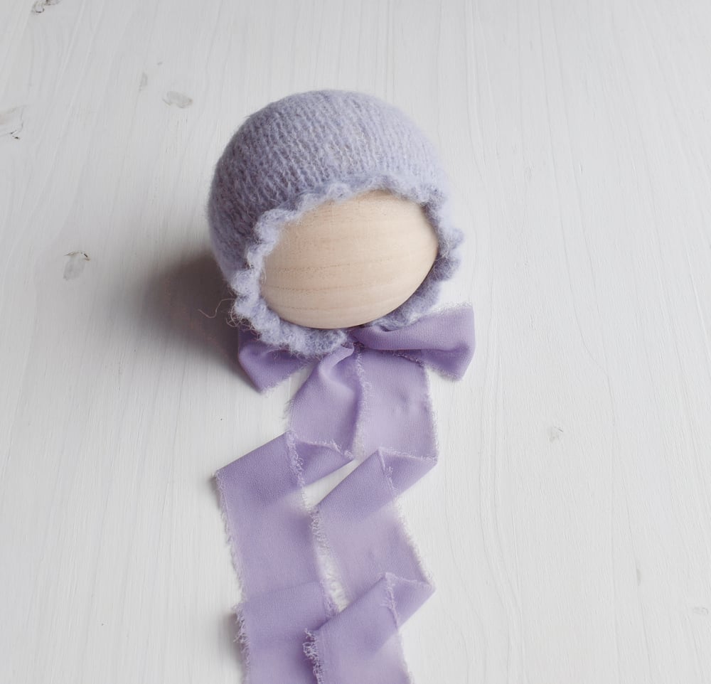 Image of Lavender  Ruffle Brimmed Bonnet & Wrap