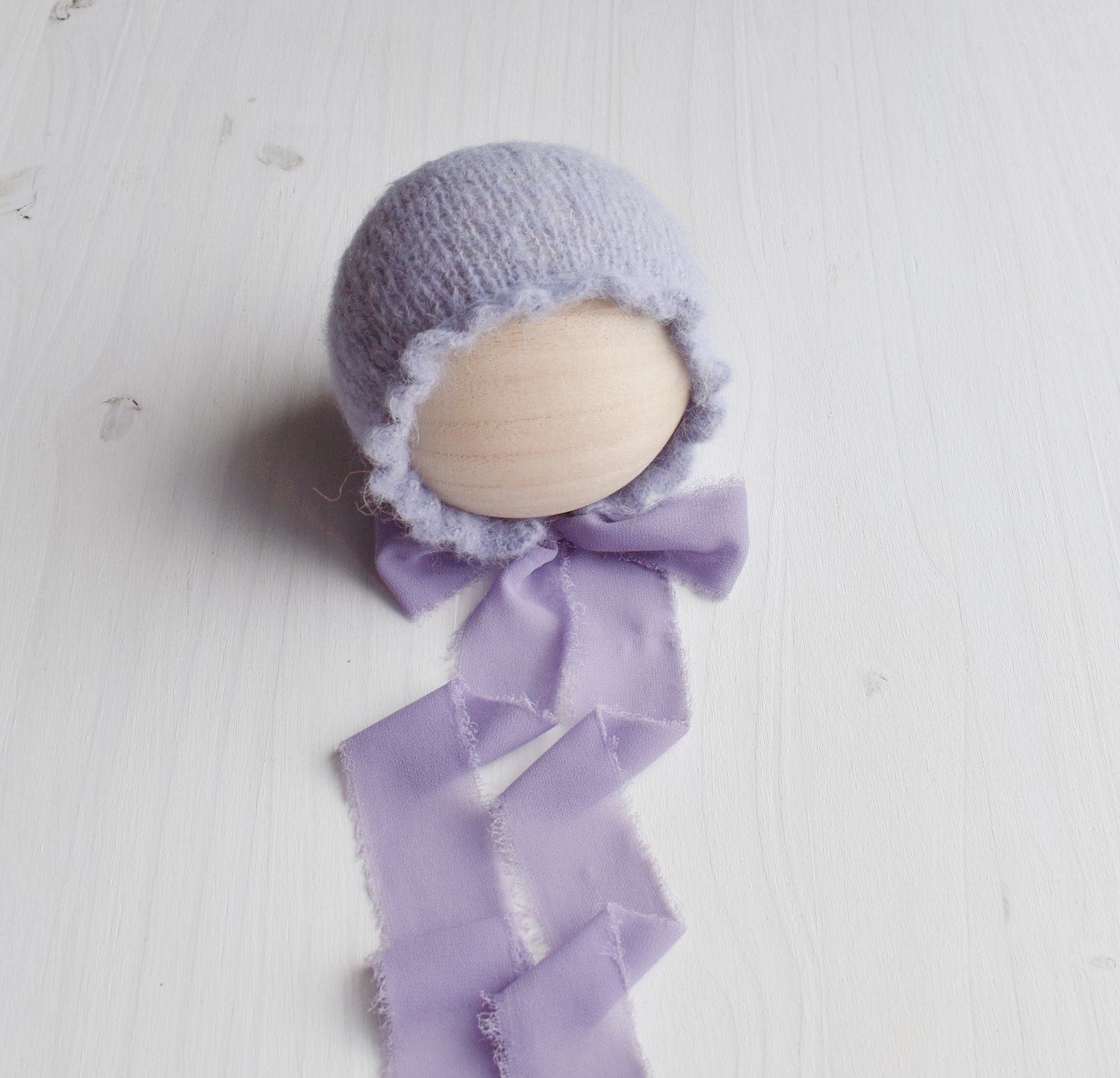 Image of Lavender Ruffle Brimmed Bonnet & Wrap