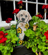 Image 1 of Yellow Lab  Puppy Daisy Garden Fairy Wood Folk Art