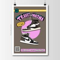 Image 1 of Sneaker Poster Air Jordan 1 “Mocha” versus Travis Scott Hypebeast Print