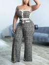 Plus Size Geometric Print Tube Jumpsuit