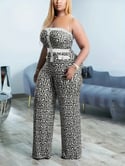 Plus Size Geometric Print Tube Jumpsuit