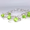 Green Berries on a Leafy Vine: Art Glass & Silver Necklace. Ready to Ship.