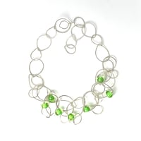 Image 3 of Green Berries on a Leafy Vine: Art Glass & Silver Necklace. Ready to Ship.
