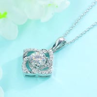 Image 1 of 1 Ct Moissanite Diamond Rose Pendant Necklace 925 Sterling Silver 