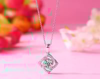 Image 2 of 1 Ct Moissanite Diamond Rose Pendant Necklace 925 Sterling Silver 