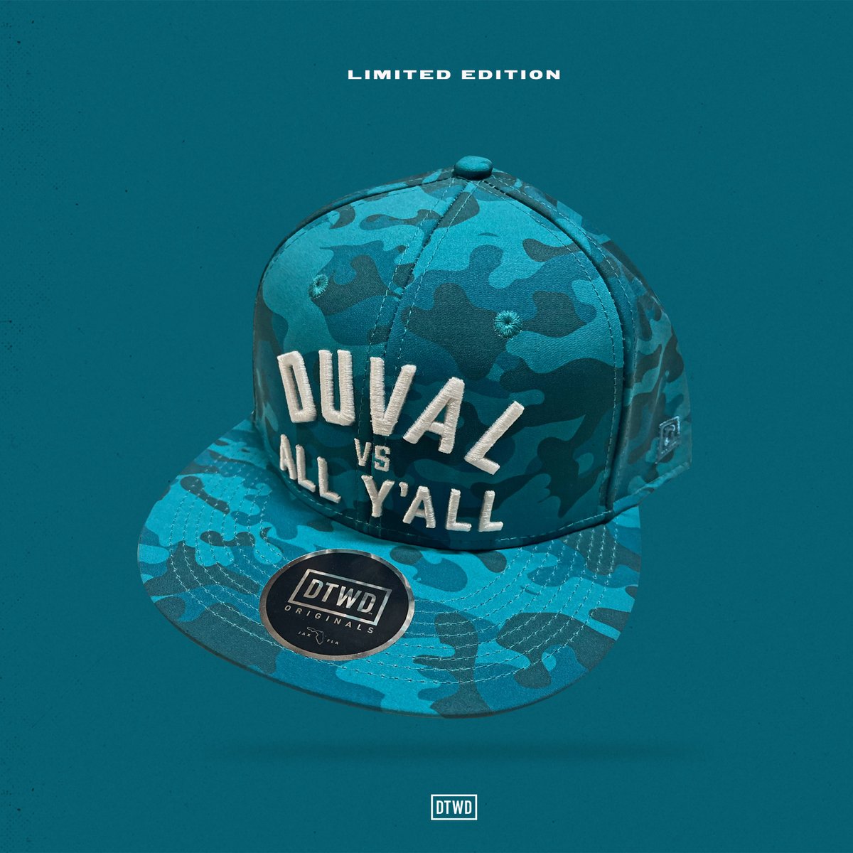 DTWD Duval Vs All Yall Teal Camo Snapback dtwd-duval-vs-all-yall-teal-camo-snapback