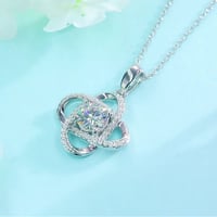 Image 2 of 1 Ct Moissanite Diamond Flower Pendant Necklace 925 Sterling Silver 